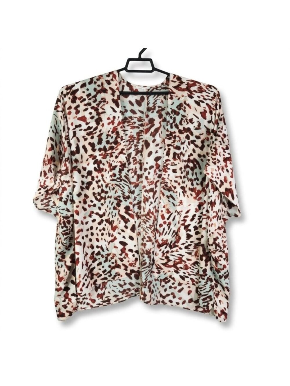 Womens Maurices Sheer Animal Print Open Front Kimono Cardigan Top One Size
